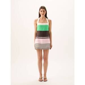NEW ROAME maya halter mini dress in tango stripe